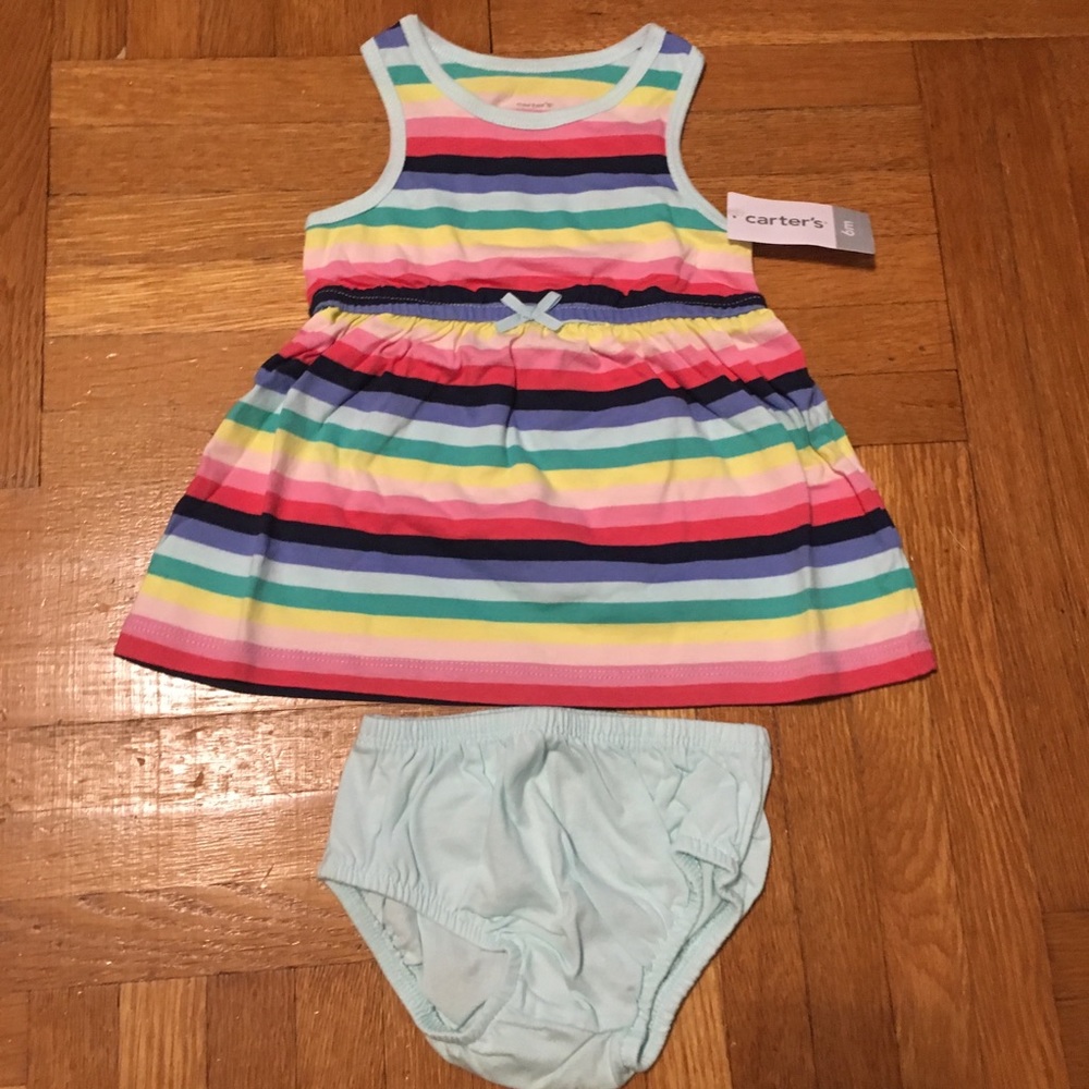 NEW! Carter’s Rainbow Stripe Baby Girls Tank Dress